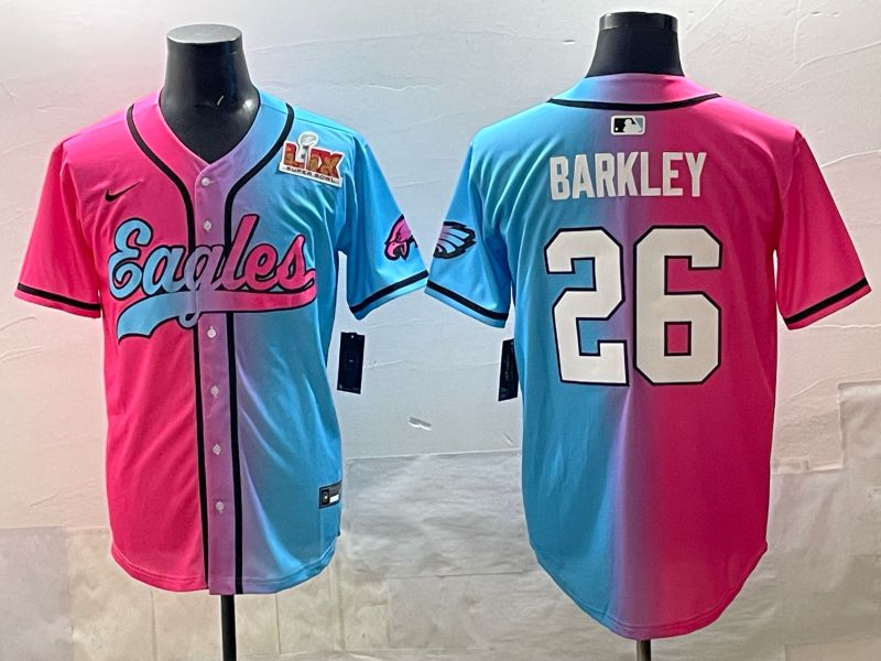 Men 2025 Philadelphia Eagles #26 Barkley Blue pink Nike Limited NFL Jersey style 06->philadelphia eagles->NFL Jersey